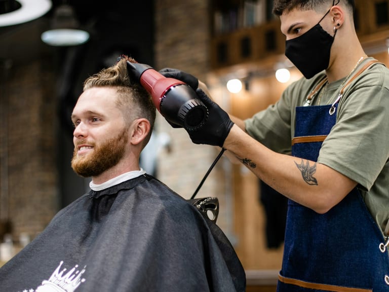 Scissor haircut in progress